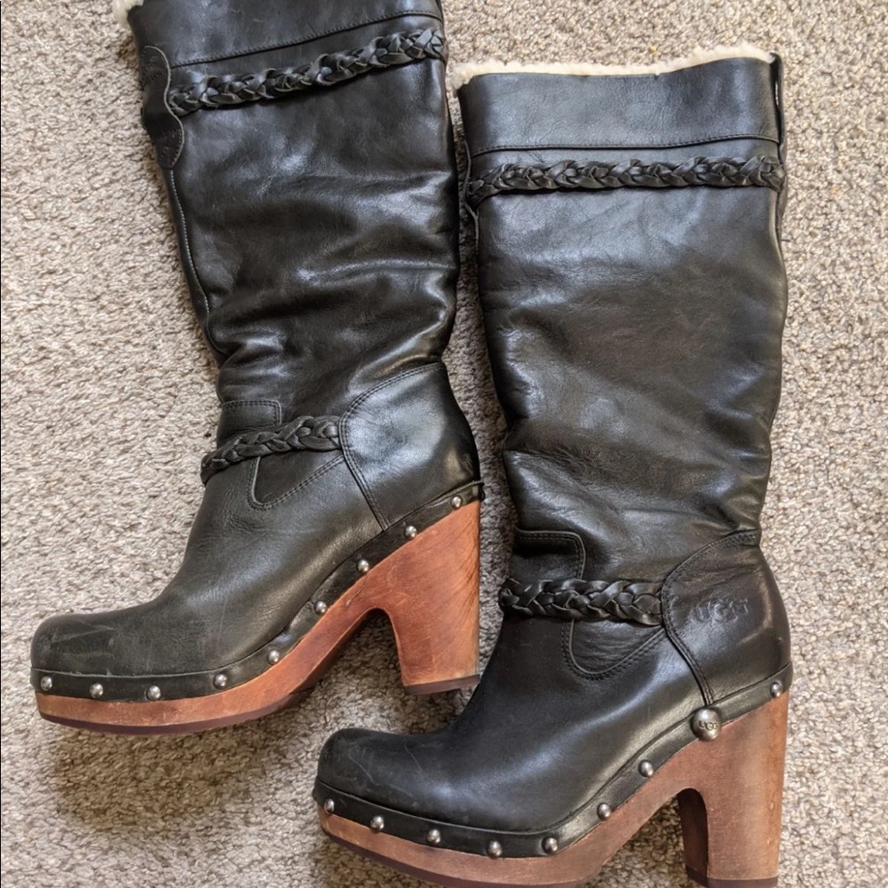 Ugg Savannah Studded Leather Clog Heel Boots